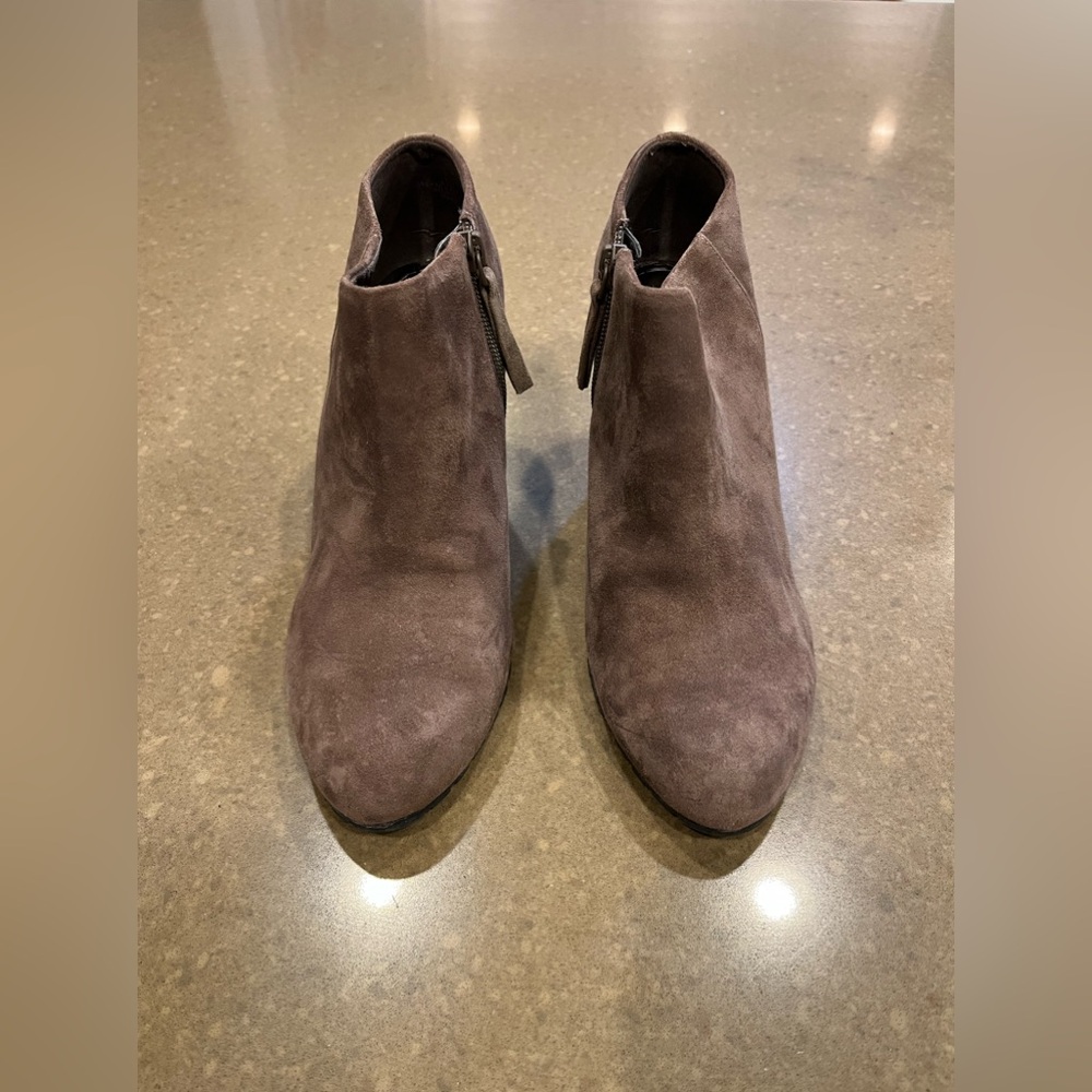 Easy Spirit Taupe Suede Leather Ankle Wedge Booties